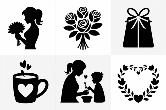 Mom and Child SVG Bundle Heart Flowers